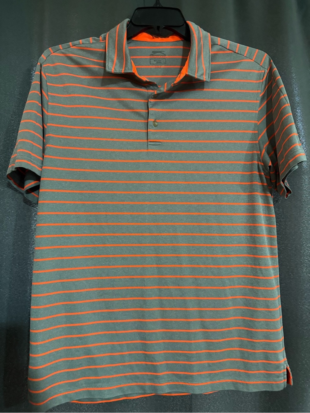 Puma Men's Short-Sleeve Stripe Polo Shirt - gray & Orange